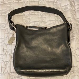 Black leather small Coach shoulder bag